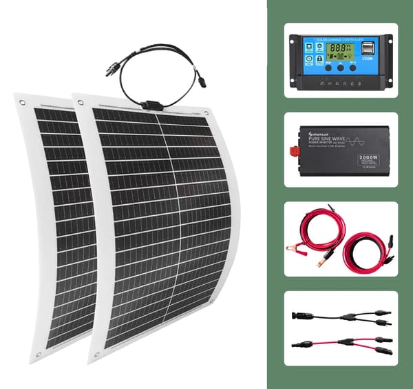 2000W Solcellepanel Kit, Høj Effektivitet, Fleksibel Installation,4 stk. med inverter