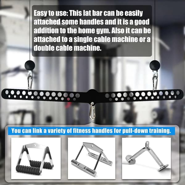 Lat Pulldown Bar, Tungt Stål, Multi-Grepp Design,KORT PLATTA STÅNG 77CM