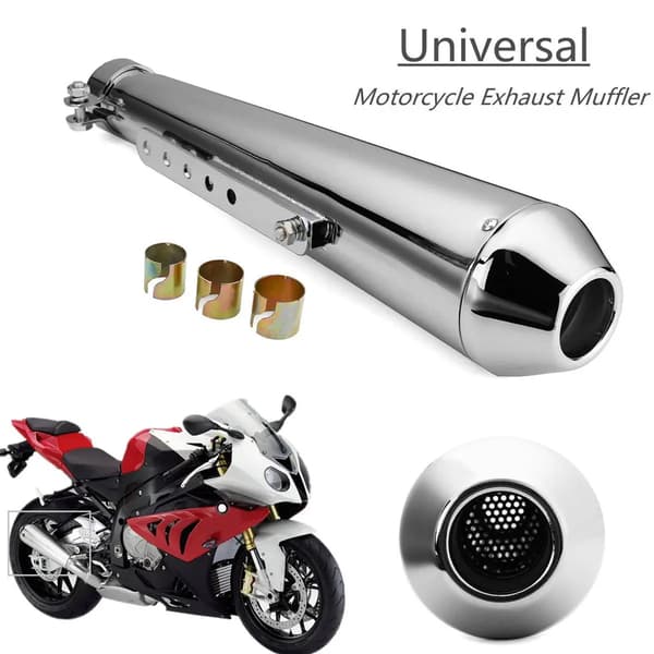 Motorcykelavgassystem, Rostfritt Stål, Universell Passform,plätering silver