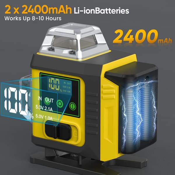 Laser Level, 16 Lines, Self-Leveling, 2 BATTERY