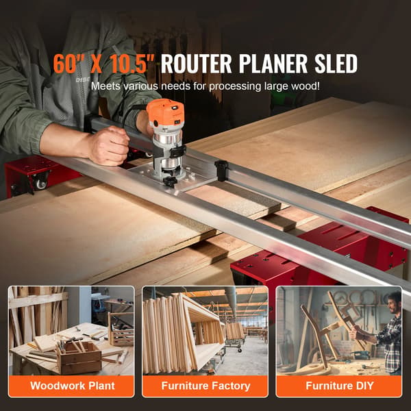 Router Sled, Bærbart Design, Justerbart Klemområde,60 inches