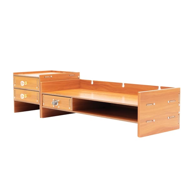 Datormonitorställ, Multifunktionell Organisatör, Platsbesparande Design,ljusbrun