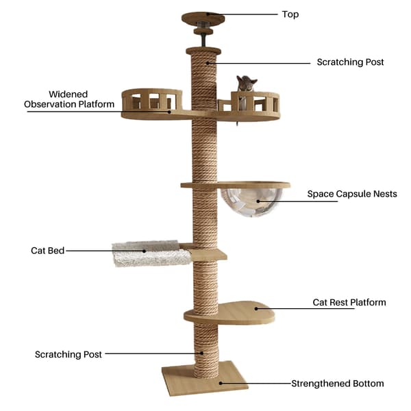 Kattträd, Solid Trä Konstruktion, Flera Nivåer Design,GUL