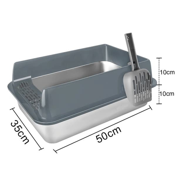 Kattebakke, Rustfrit Stål, Semi-Lukket Design,GRÅ