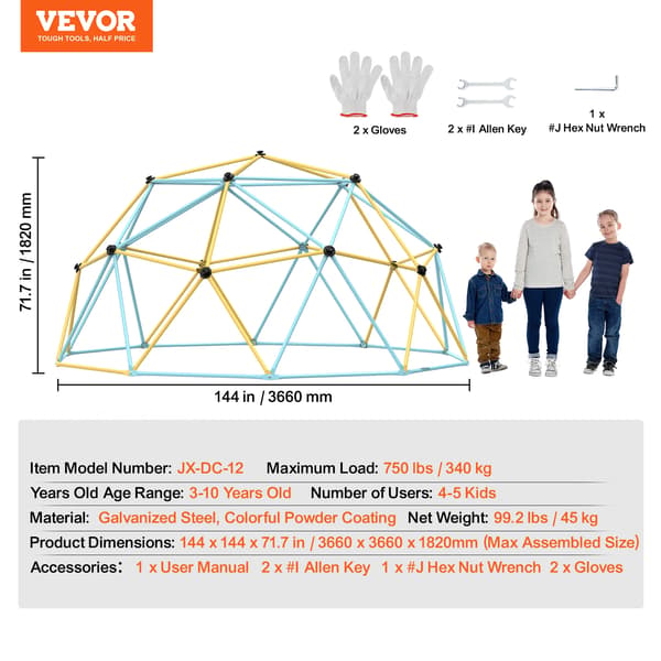 Klätterdome, Geometrisk Design, Hängmattesving, 12FT Typ A