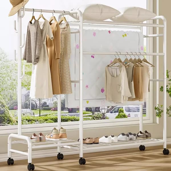 Klädhängare, Multi-Skena Design, Golvstående Förvaring,VIT