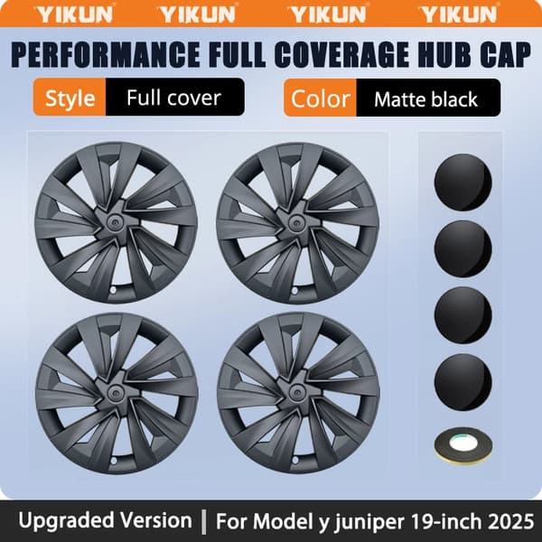 Hjulkapsler, Nem Installation, Hjulbeskyttelse,Opgraderet version, matte sort, Til Model Y Juniper