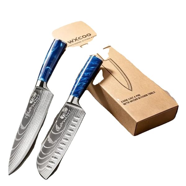 Kniv Sæt, Professionel Kvalitet, Ergonomisk Design,Blå Harpiks