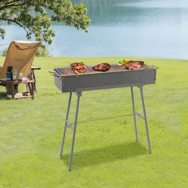 Grill, Bärbar Design, Justerbar Luftdörr,Grå