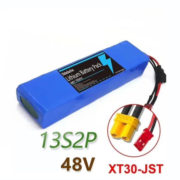 Lithium-ion batteripakke, 100 Ah kapacitet, 48V konfiguration,XT30-JST