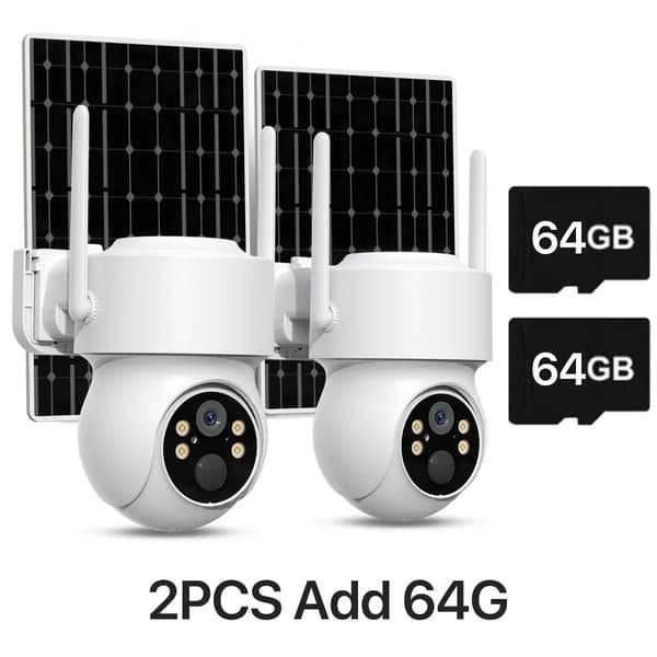 IP Kamera, WiFi-forbindelse, Nattesynsfunktion,2PCS Tilføj 64G
