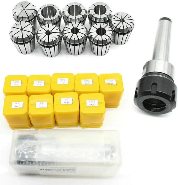 Collet-set, ER32-typ, MT3-axelkompatibilitet,Silver