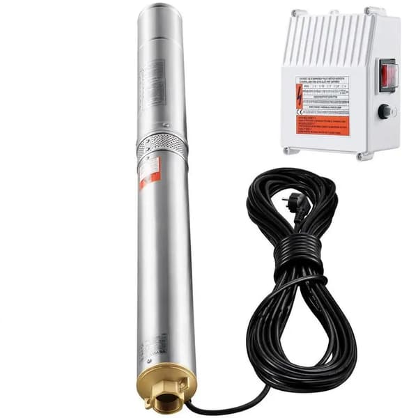 Dränkbar pump, rostfritt stål, extern kontrollbox, Silver