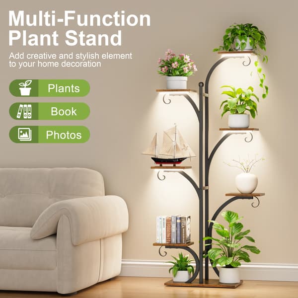 Planteholder, 7-lags Display, Vækstlys,Brun