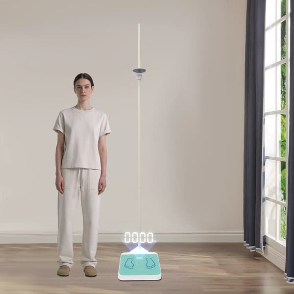 Höjd- och viktvåg, golvstående, LED-display,VIT