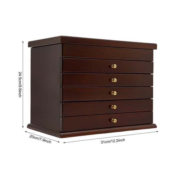 Smyckeslåda, 6-lagersdesign, retrostil,Brun