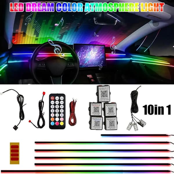 Indendørs LED-belysning, Bluetooth-kontrol, Musik-synkroniseringstilstand,Fodrum Opgraderingskit