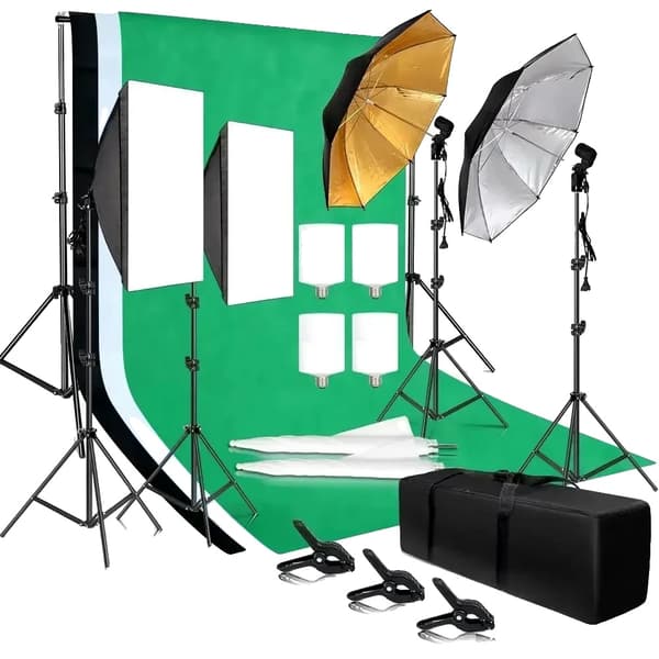Fotografi Sæt, Softbox Belysning, Baggrundsstativ,Foto Studio Sæt 54