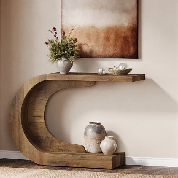 Konsolbord, C-formet design, alsidig brug,Brun