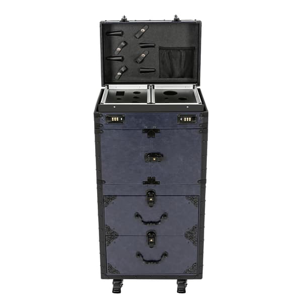 Makeup Case, Mobil Trolley, Stor Opbevaring,Blå