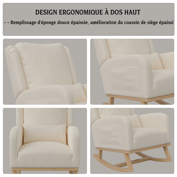 Gungstol, Klädd Design, Ergonomiskt Stöd,Beige