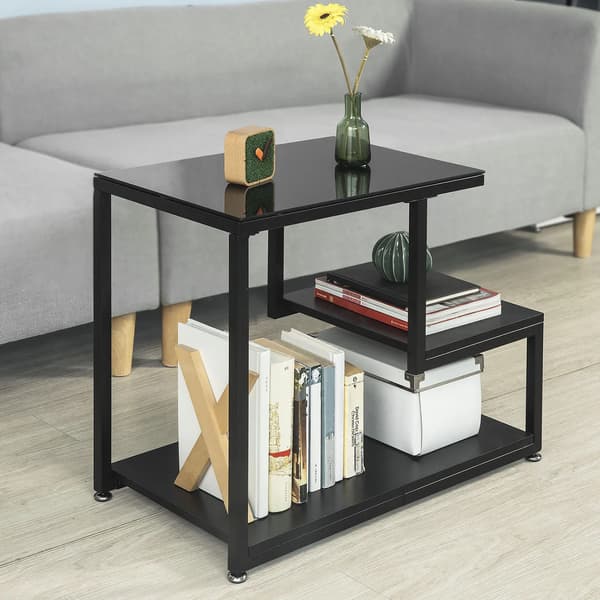 Sidebord, 3 Hylder, Moderne Design,sort