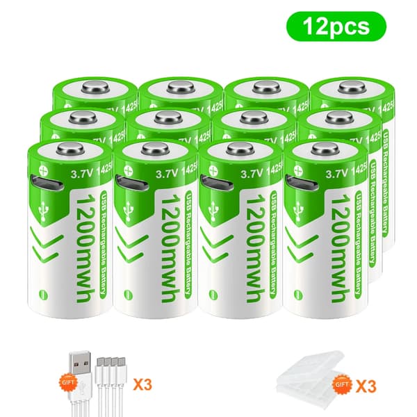 Litiumbatteri, 1200mWh kapacitet, 3.7V spänning, 12st