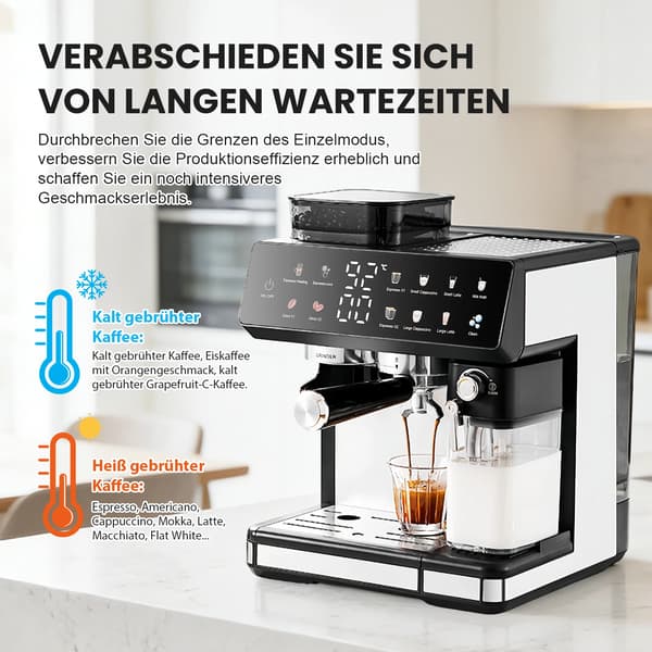 Kaffemaskin, Dubbelkokarsystem, Pekskärmkontroll,EU
