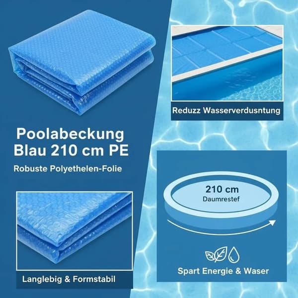 Poolöverdrag, Hållbart Material, UV-beständigt,Blå
