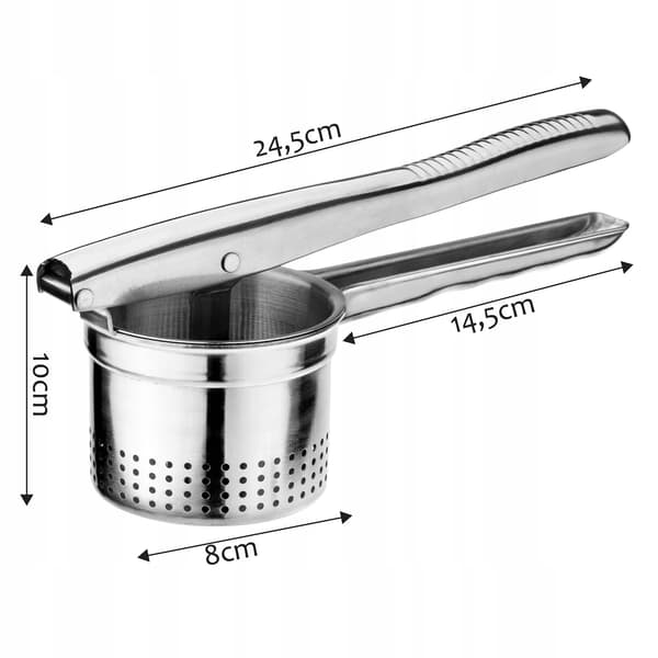 Potatis- och grönsakspress, rostfritt stål, diskmaskinssäker,Silver