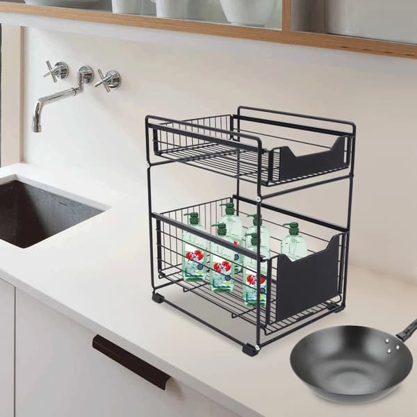 Förvaringshylla, 2-nivådesign, robust konstruktion,svart