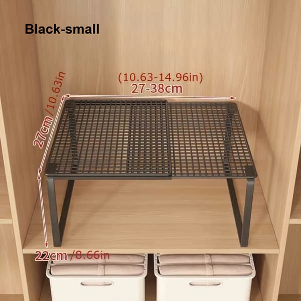 Garderobeorganisator, Justerbar Højde, Pladsbesparende Design,Sort-S