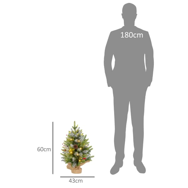 Julgran, 20 LED-lampor, flamskyddad design, grön, 0.6M