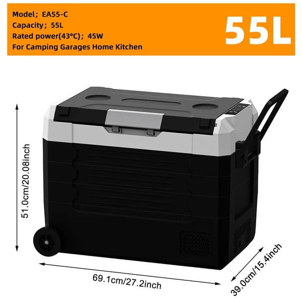 Bilfrys, Bärbar Design, Dubbel Spänning Drift,55L