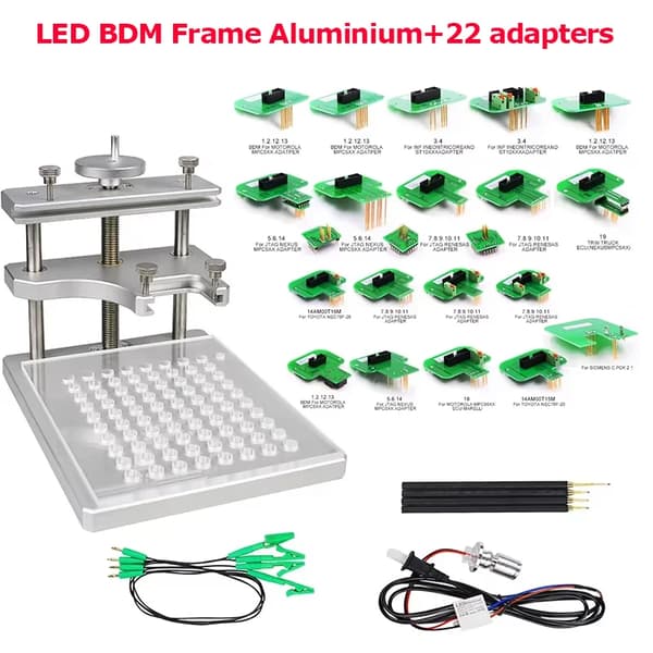 BDM Frame Prober, 22-delt sæt, kompatibel med ECU-programmører,Metal LED 22 Adapter