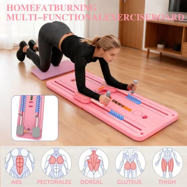 Abdominal Trainer, Foldbar Design, Automatisk Tilbagefaldsteknologi,Pink