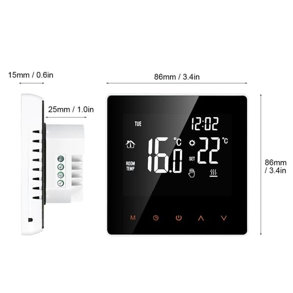 Smart Termostat, Wi-Fi Aktiverad, Programmerbar Schemaläggning,svart
