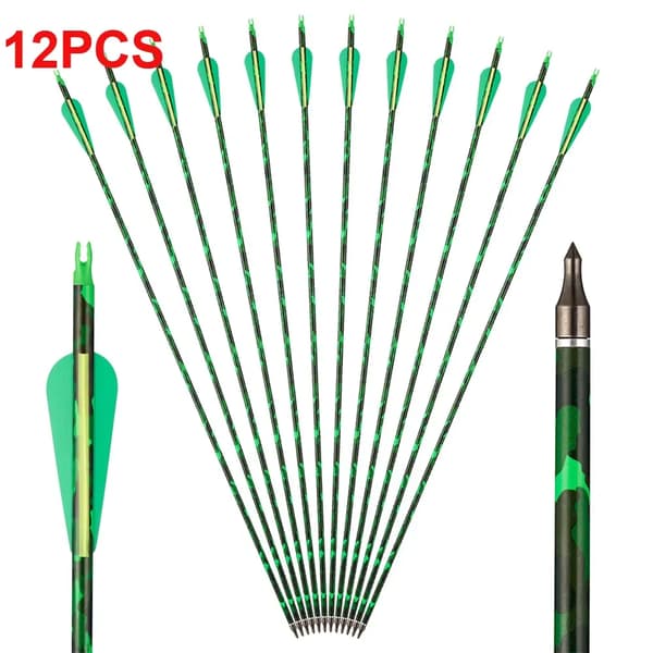 Pile, Carbon Skaft, Præcisionsflyvning,12pcs-grøn