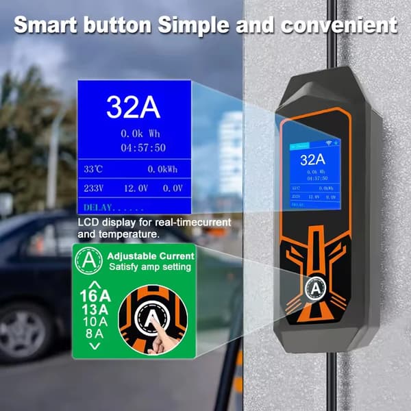 EV-laddare, Snabbladdning, Säkerhetsskydd,typ2 7KW 5M Kabel