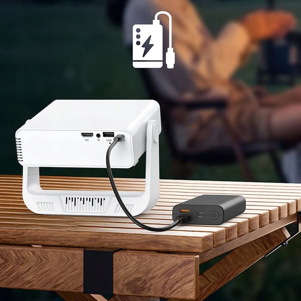 Mini Projektor, Bærbart Design, Trådløs Forbindelse,EU Stik, HVID