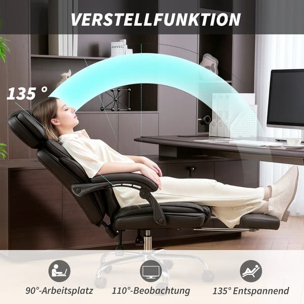 Kontorstol, Ergonomisk Design, Justerbar Højde,sort