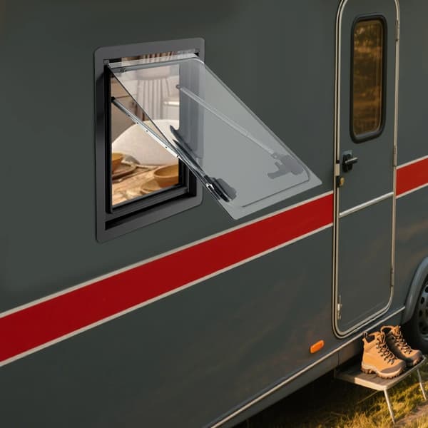 Caravanfönster, Justerbar Öppningsvinkel, Hållbara Material,VIT
