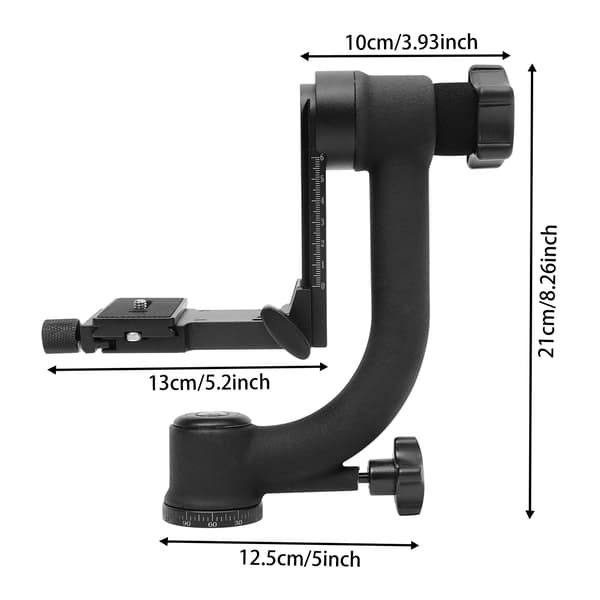 Gimbal Stativhuvud, 360° Rotation, Snabbkopplingsplatta,svart