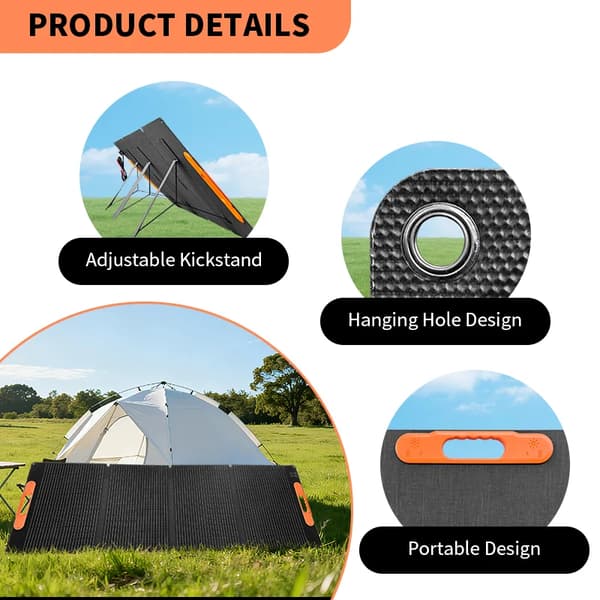 Solpanel, Bärbar Design, Hög Effektivitet,200W