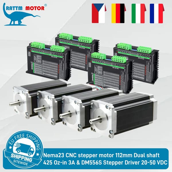 Stepper Motor, Høj Moment, Holdbart Metal,8mm, 4 stykker & Driver