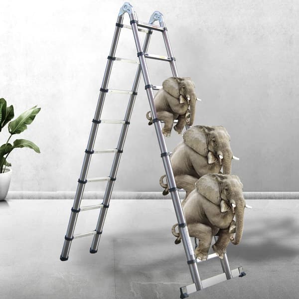 Teleskopstege, Rostfritt Stål, A-ram Design,3.8M