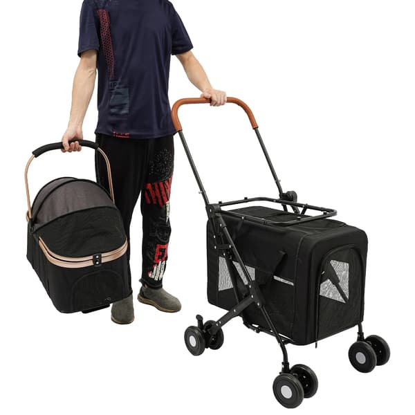 Kæledyrsvogn, Sammenklappeligt Design, Multi-Kæledyrs Kapacitet,sort