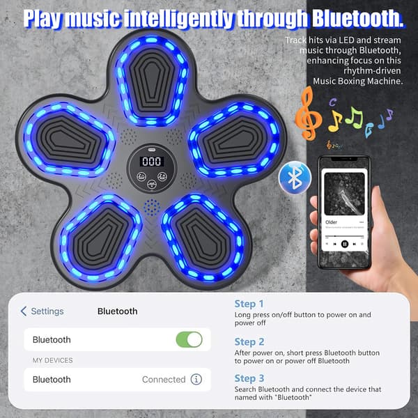 Boksetræner, Bluetooth-forbindelse, Væghængt design,sort