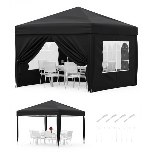 Folding Telt, Vandtæt, UV Beskyttelse,Sort 3x3m
