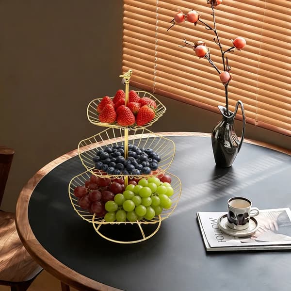 Frugtholder, 3-lags design, pladsbesparende løsning,GUL